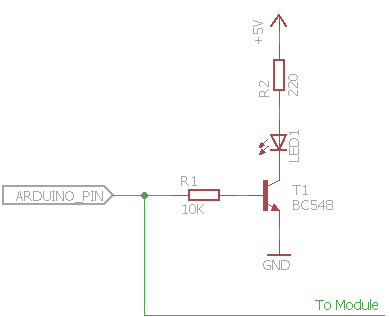 В данной схеме, когда на пине будет присутствовать логическая единица HIGH, то светодиод будет гореть