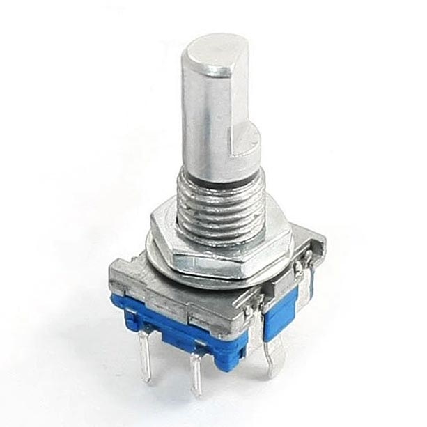 Энкодер инкрементальный механический EC11 с кнопкой (d 6мм, l 15 мм, 5 пинов)